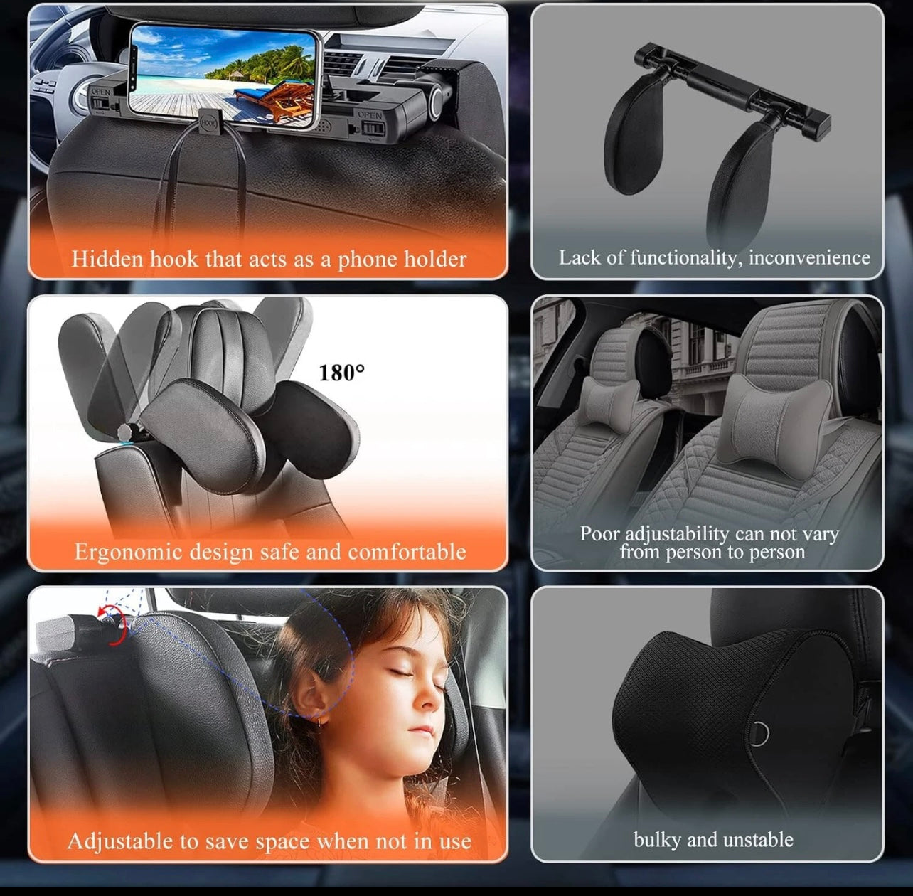 مسند رأس جلد وحامل اغراض خلفي