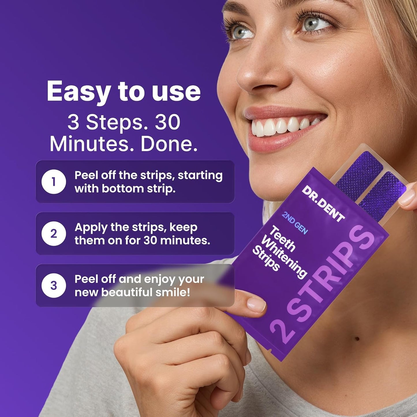 DRDENT Purple شرائط تبييض الأسنان من